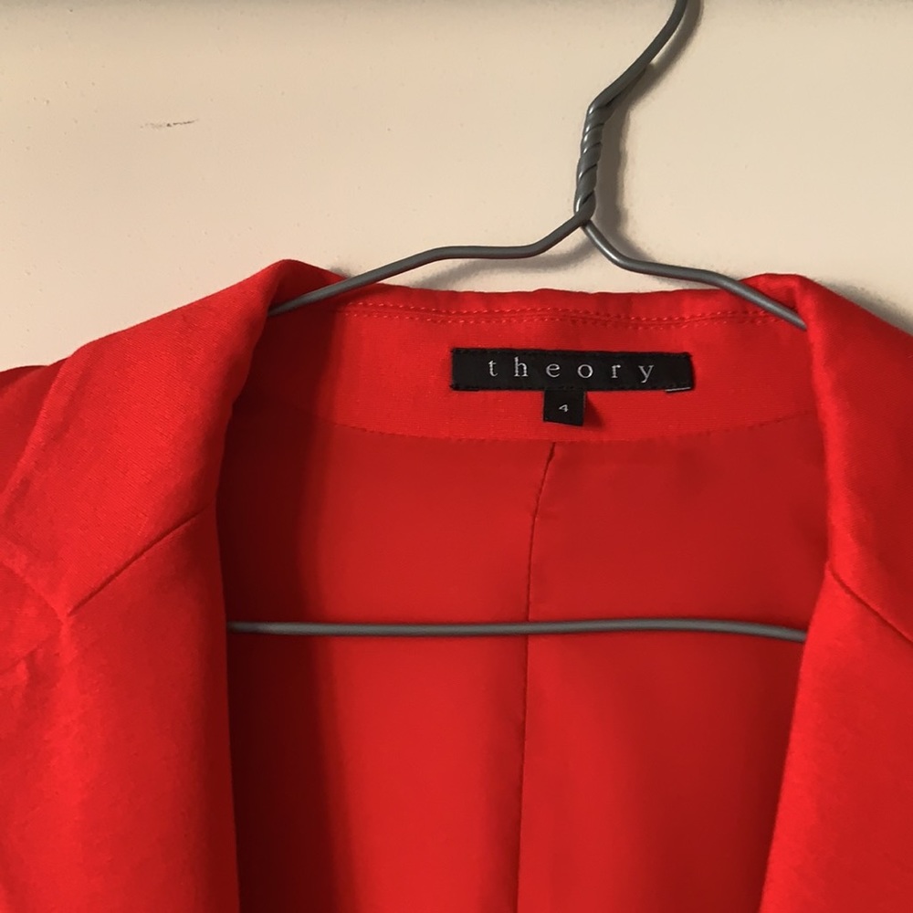 Theory Blazer, Red With Gold Buttons And Zipper D… - image 2